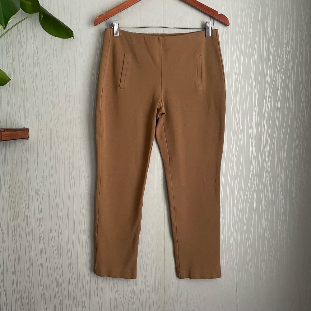CHICOS Tan Stretch Pull On Cropped Ankle Pants size 2